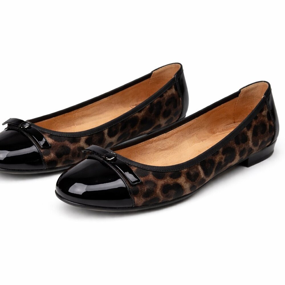 Vionic Amorie Leopard Patent Ballet Flats | Orthotic Support Size 6